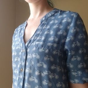 Bongo Blue button down bicycle top